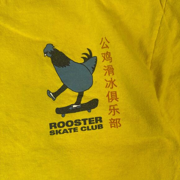 Rooster Skate Club T Shirt Mens Size Large Yellow Skater Chicken Streetwear - Picture 5 of 8